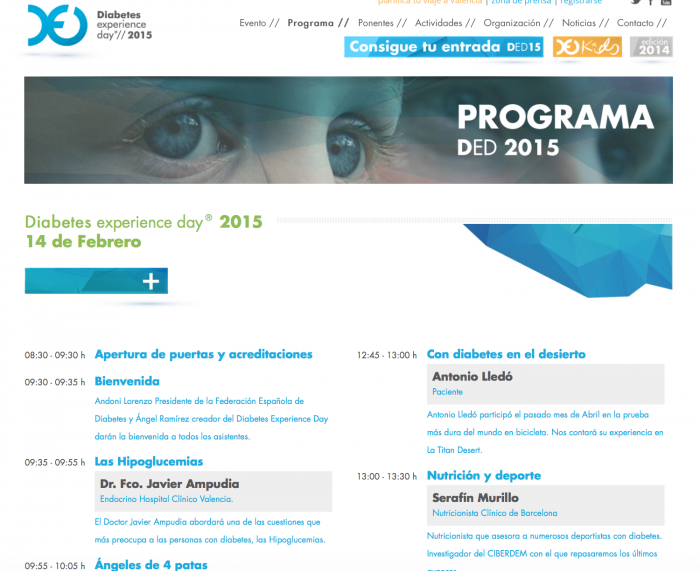 El programa oficial del Diabetes Experience Day 2015